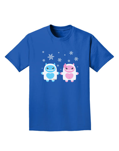 Cute Abominable Snowman Yeti Couple - Christmas Adult Dark T-Shirt-Mens T-Shirt-TooLoud-Royal-Blue-Small-Davson Sales