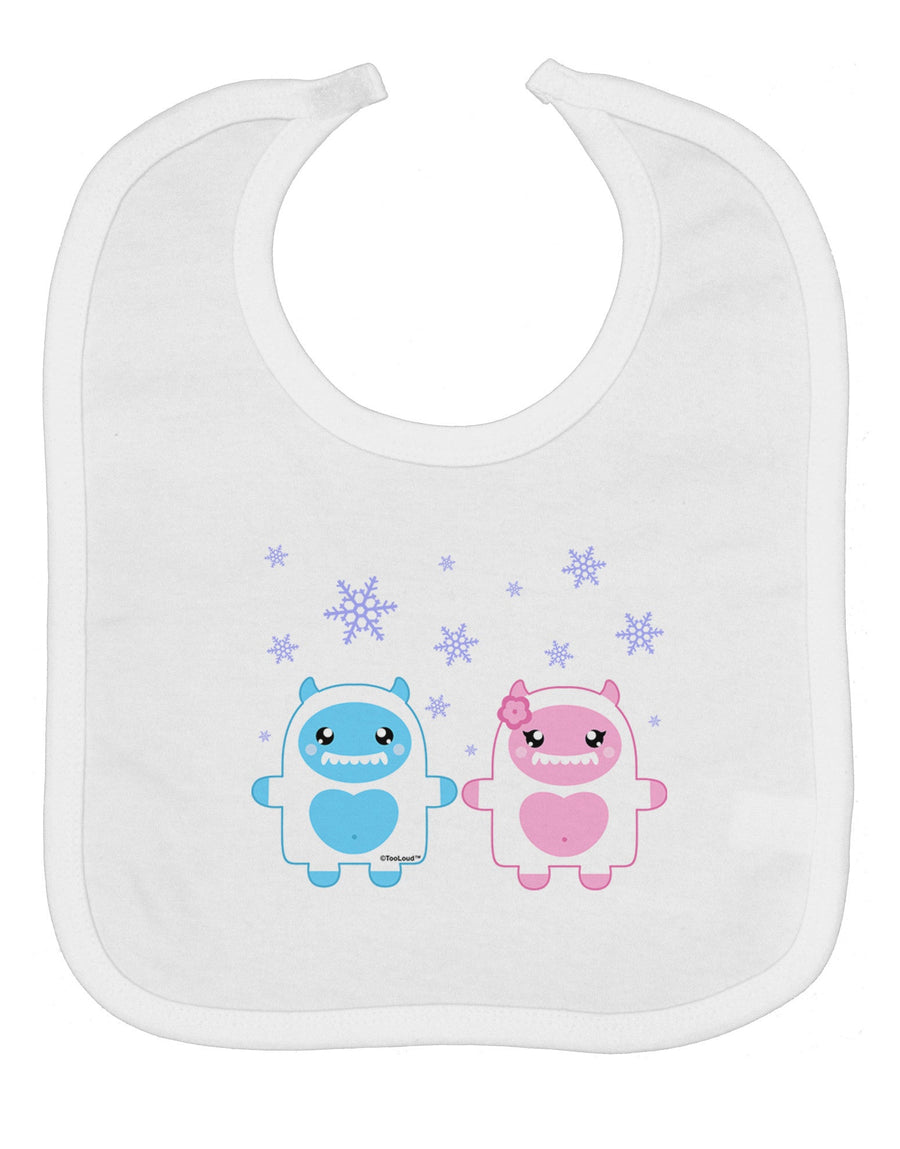 Cute Abominable Snowman Yeti Couple - Christmas Baby Bib