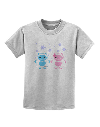 Cute Abominable Snowman Yeti Couple - Christmas Childrens T-Shirt-Childrens T-Shirt-TooLoud-AshGray-X-Small-Davson Sales