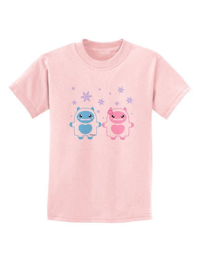 Cute Abominable Snowman Yeti Couple - Christmas Childrens T-Shirt-Childrens T-Shirt-TooLoud-PalePink-X-Small-Davson Sales