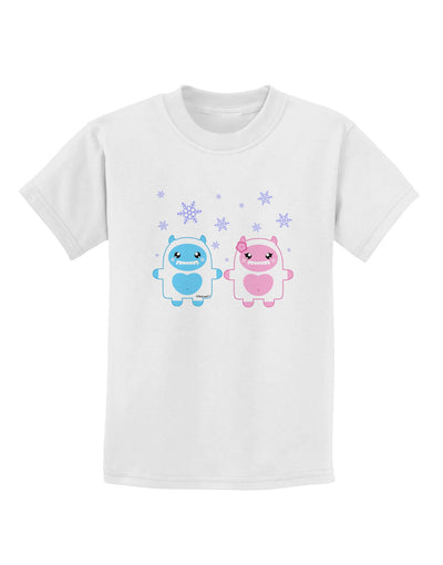 Cute Abominable Snowman Yeti Couple - Christmas Childrens T-Shirt-Childrens T-Shirt-TooLoud-White-X-Small-Davson Sales