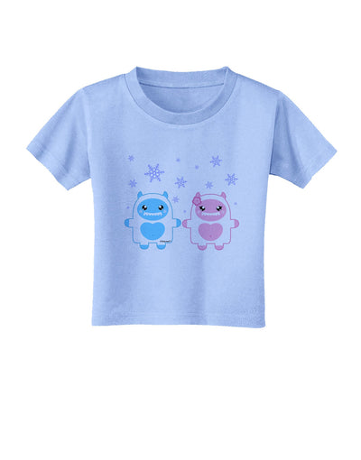 Cute Abominable Snowman Yeti Couple - Christmas Toddler T-Shirt-Toddler T-Shirt-TooLoud-Aquatic-Blue-2T-Davson Sales