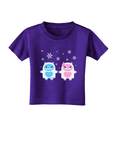 Cute Abominable Snowman Yeti Couple - Christmas Toddler T-Shirt Dark-Toddler T-Shirt-TooLoud-Purple-2T-Davson Sales