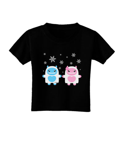 Cute Abominable Snowman Yeti Couple - Christmas Toddler T-Shirt Dark-Toddler T-Shirt-TooLoud-Black-2T-Davson Sales