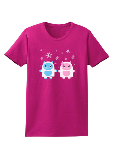 Cute Abominable Snowman Yeti Couple - Christmas Womens Dark T-Shirt-TooLoud-Hot-Pink-Small-Davson Sales