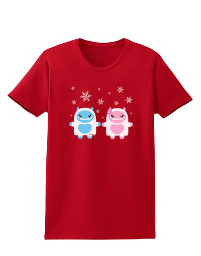 Cute Abominable Snowman Yeti Couple - Christmas Womens Dark T-Shirt-TooLoud-Red-X-Small-Davson Sales