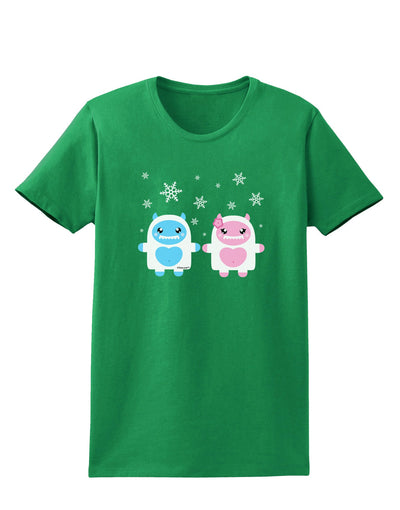 Cute Abominable Snowman Yeti Couple - Christmas Womens Dark T-Shirt-TooLoud-Kelly-Green-X-Small-Davson Sales