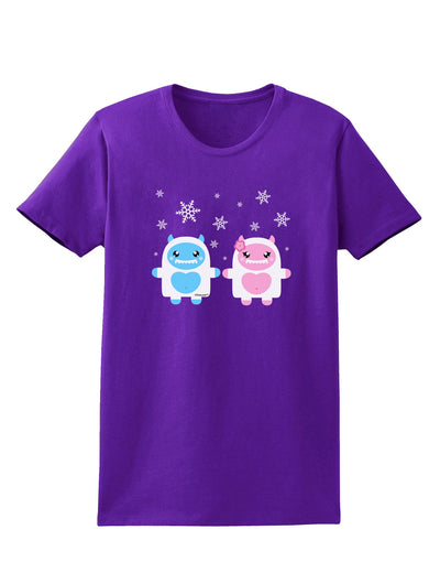 Cute Abominable Snowman Yeti Couple - Christmas Womens Dark T-Shirt-TooLoud-Purple-X-Small-Davson Sales