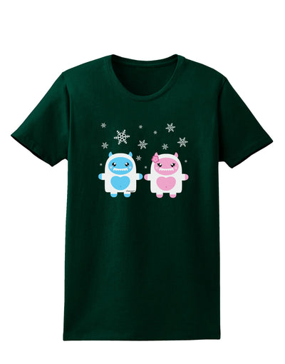 Cute Abominable Snowman Yeti Couple - Christmas Womens Dark T-Shirt-TooLoud-Forest-Green-Small-Davson Sales