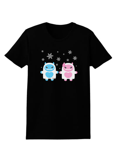 Cute Abominable Snowman Yeti Couple - Christmas Womens Dark T-Shirt-TooLoud-Black-X-Small-Davson Sales