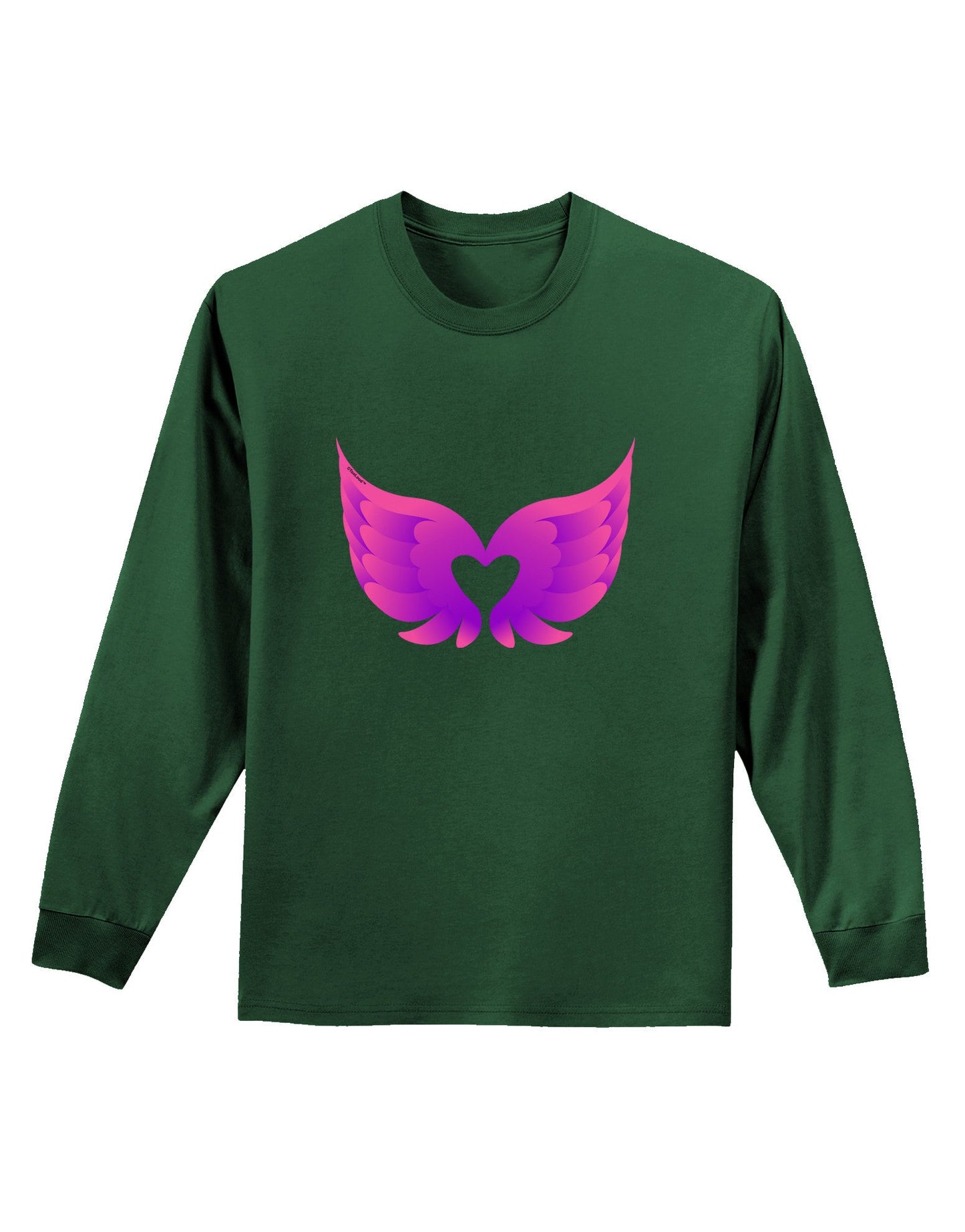 Cute Angel Wings Pair Heart Adult Long Sleeve Dark T-Shirt-TooLoud-Dark-Green-Small-Davson Sales