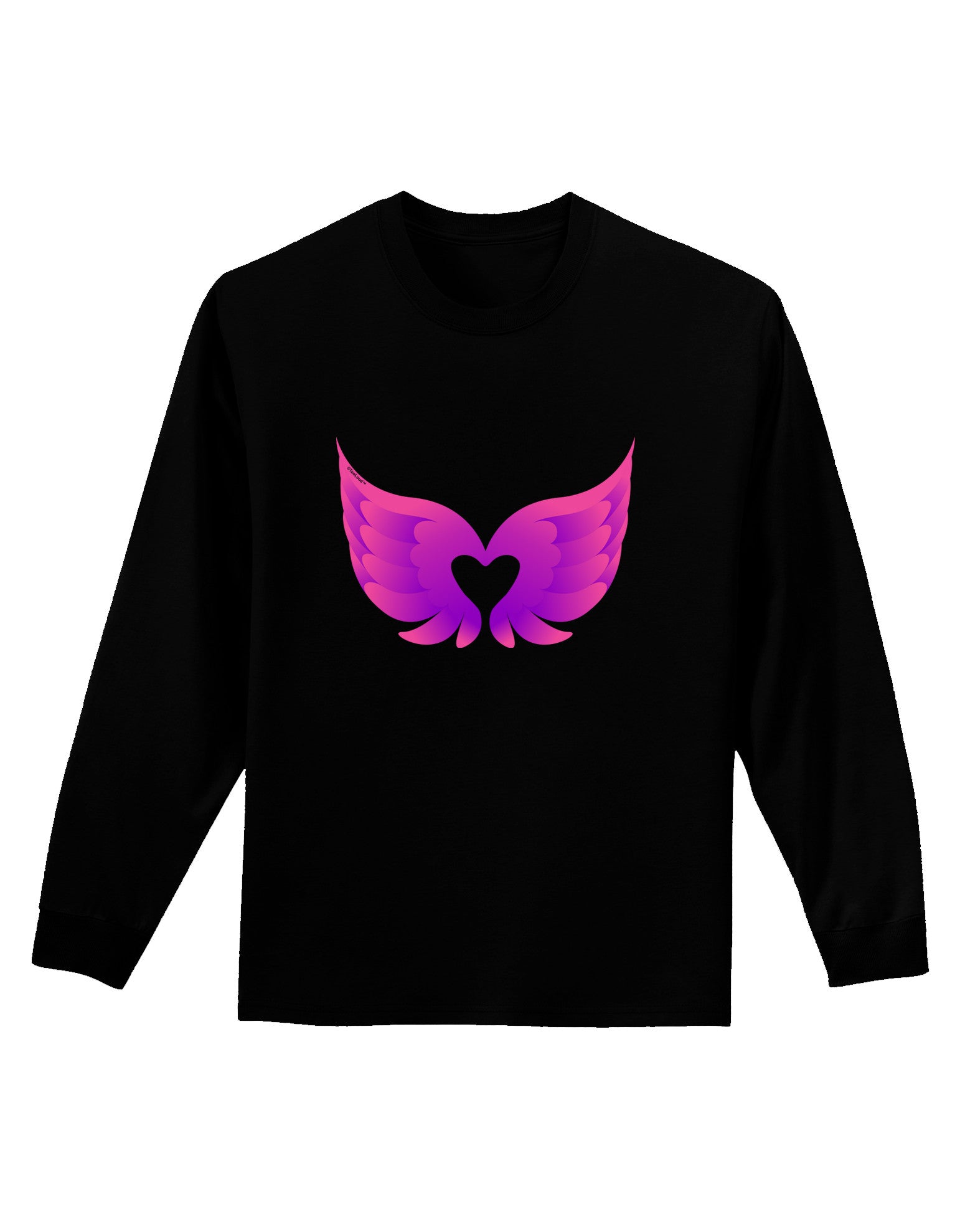 Cute Angel Wings Pair Heart Adult Long Sleeve Dark T-Shirt-TooLoud-Black-Small-Davson Sales