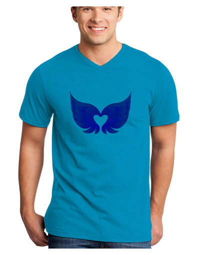 Cute Angel Wings Pair Heart Adult V-Neck T-shirt-Mens V-Neck T-Shirt-TooLoud-Turquoise-Small-Davson Sales