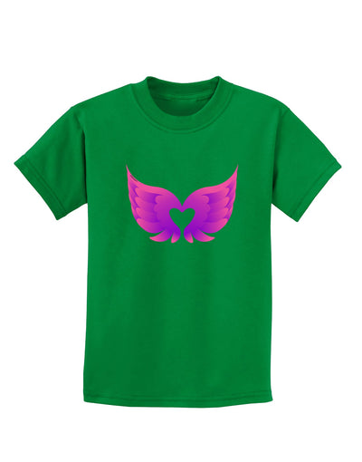 Cute Angel Wings Pair Heart Childrens Dark T-Shirt-Childrens T-Shirt-TooLoud-Kelly-Green-X-Small-Davson Sales