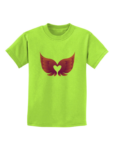 Cute Angel Wings Pair Heart Childrens T-Shirt-Childrens T-Shirt-TooLoud-Lime-Green-X-Small-Davson Sales