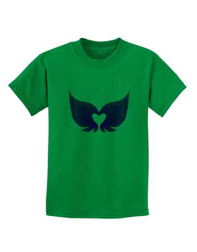 Cute Angel Wings Pair Heart Childrens T-Shirt-Childrens T-Shirt-TooLoud-Kelly-Green-X-Small-Davson Sales