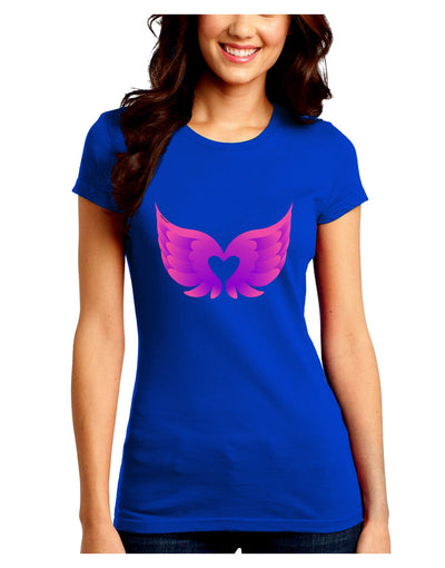 Cute Angel Wings Pair Heart Juniors Crew Dark T-Shirt-T-Shirts Juniors Tops-TooLoud-Royal-Blue-Juniors Fitted Small-Davson Sales