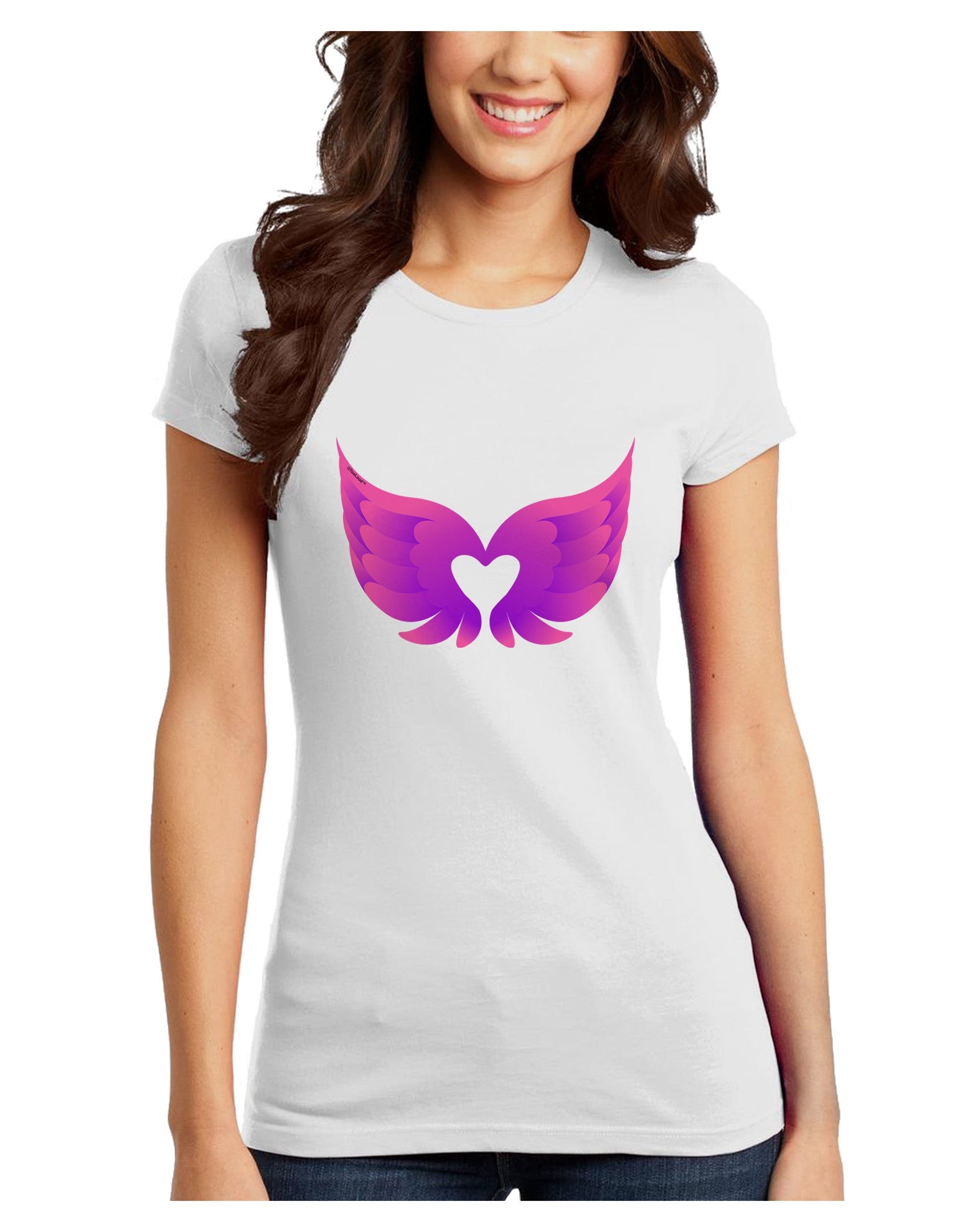 Cute Angel Wings Pair Heart Juniors T-Shirt-Womens Juniors T-Shirt-TooLoud-White-Juniors Fitted XS-Davson Sales