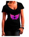 Cute Angel Wings Pair Heart Juniors V-Neck Dark T-Shirt-Womens V-Neck T-Shirts-TooLoud-Black-Juniors Fitted Small-Davson Sales