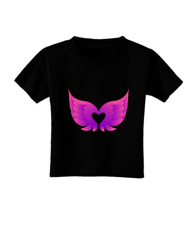 Cute Angel Wings Pair Heart Toddler T-Shirt Dark-Toddler T-Shirt-TooLoud-Black-2T-Davson Sales