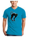 Cute Arched Black Cat Halloween Adult Dark V-Neck T-Shirt-TooLoud-Turquoise-Small-Davson Sales