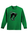 Cute Arched Black Cat Halloween Adult Long Sleeve Dark T-Shirt-TooLoud-Kelly-Green-Small-Davson Sales