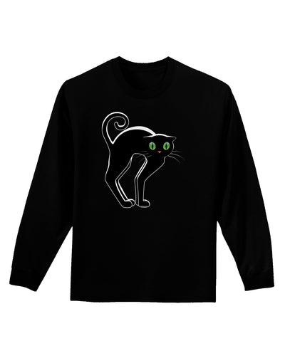 Cute Arched Black Cat Halloween Adult Long Sleeve Dark T-Shirt-TooLoud-Black-Small-Davson Sales