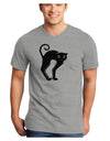 Cute Arched Black Cat Halloween Adult V-Neck T-shirt-Mens V-Neck T-Shirt-TooLoud-HeatherGray-Small-Davson Sales