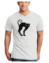 Cute Arched Black Cat Halloween Adult V-Neck T-shirt-Mens V-Neck T-Shirt-TooLoud-White-Small-Davson Sales