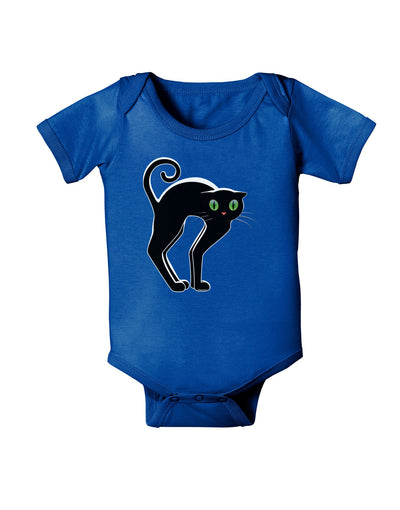 Cute Arched Black Cat Halloween Baby Romper Bodysuit Dark-Baby Romper-TooLoud-Royal-Blue-06-Months-Davson Sales