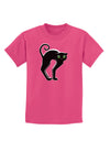 Cute Arched Black Cat Halloween Childrens Dark T-Shirt-Childrens T-Shirt-TooLoud-Sangria-X-Small-Davson Sales