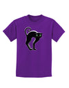 Cute Arched Black Cat Halloween Childrens Dark T-Shirt-Childrens T-Shirt-TooLoud-Purple-X-Small-Davson Sales