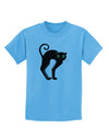 Cute Arched Black Cat Halloween Childrens T-Shirt-Childrens T-Shirt-TooLoud-Aquatic-Blue-X-Small-Davson Sales