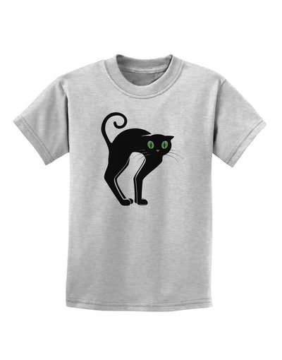 Cute Arched Black Cat Halloween Childrens T-Shirt-Childrens T-Shirt-TooLoud-AshGray-X-Small-Davson Sales