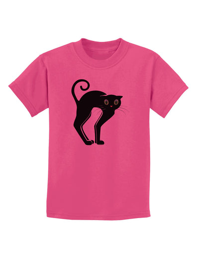 Cute Arched Black Cat Halloween Childrens T-Shirt-Childrens T-Shirt-TooLoud-Sangria-X-Small-Davson Sales