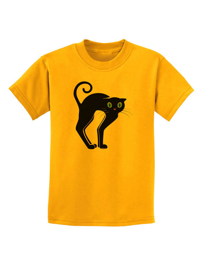 Cute Arched Black Cat Halloween Childrens T-Shirt-Childrens T-Shirt-TooLoud-Gold-X-Small-Davson Sales