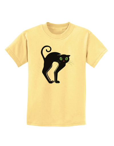 Cute Arched Black Cat Halloween Childrens T-Shirt-Childrens T-Shirt-TooLoud-Daffodil-Yellow-X-Small-Davson Sales