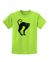 Cute Arched Black Cat Halloween Childrens T-Shirt-Childrens T-Shirt-TooLoud-Lime-Green-X-Small-Davson Sales