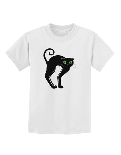 Cute Arched Black Cat Halloween Childrens T-Shirt-Childrens T-Shirt-TooLoud-White-X-Small-Davson Sales