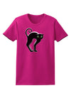 Cute Arched Black Cat Halloween Womens Dark T-Shirt-TooLoud-Hot-Pink-Small-Davson Sales