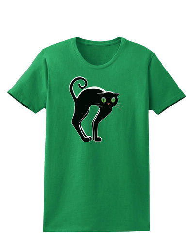 Cute Arched Black Cat Halloween Womens Dark T-Shirt-TooLoud-Kelly-Green-X-Small-Davson Sales