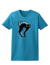 Cute Arched Black Cat Halloween Womens Dark T-Shirt-TooLoud-Turquoise-X-Small-Davson Sales
