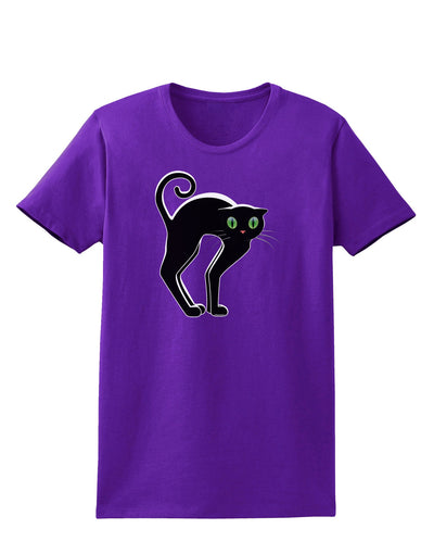 Cute Arched Black Cat Halloween Womens Dark T-Shirt-TooLoud-Purple-X-Small-Davson Sales
