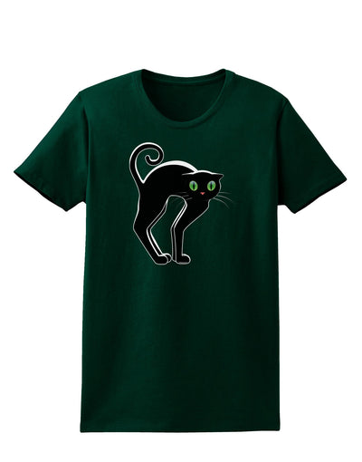 Cute Arched Black Cat Halloween Womens Dark T-Shirt-TooLoud-Forest-Green-Small-Davson Sales