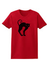 Cute Arched Black Cat Halloween Womens T-Shirt-Womens T-Shirt-TooLoud-Red-X-Small-Davson Sales