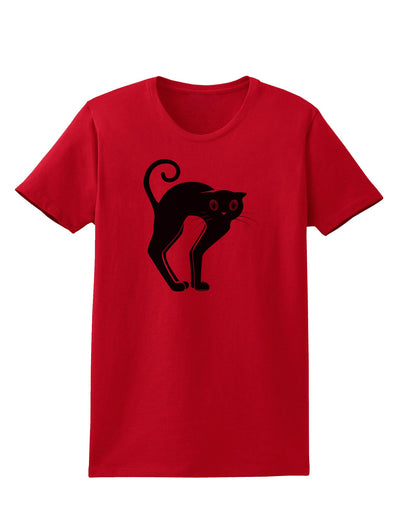 Cute Arched Black Cat Halloween Womens T-Shirt-Womens T-Shirt-TooLoud-Red-X-Small-Davson Sales