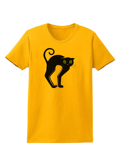 Cute Arched Black Cat Halloween Womens T-Shirt-Womens T-Shirt-TooLoud-Gold-X-Small-Davson Sales