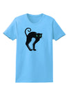 Cute Arched Black Cat Halloween Womens T-Shirt-Womens T-Shirt-TooLoud-Aquatic-Blue-X-Small-Davson Sales