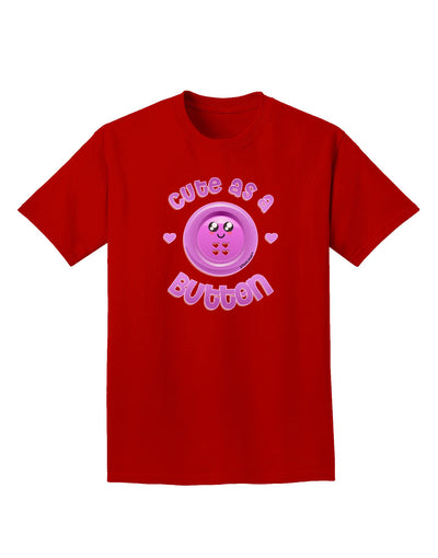 Cute As A Button Smiley Face Adult Dark T-Shirt-Mens T-Shirt-TooLoud-Red-Small-Davson Sales