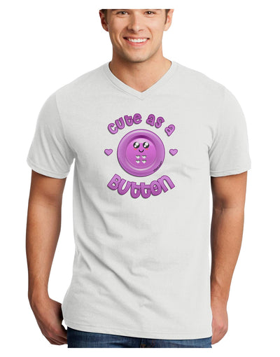 Cute As A Button Smiley Face Adult V-Neck T-shirt-Mens V-Neck T-Shirt-TooLoud-White-Small-Davson Sales
